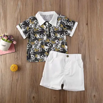 Chlapec Oblečenie 2020 Letný Detský Baby Boy Gentleman, Šaty, Topy Krátky Rukáv T-Shirt+Šortky, Nohavice Beach Oblečenie