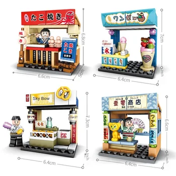 Sembo 3D Model Blokov Budovy Hračka Pre Deti, Chlapci Narodeninám Street View Japonská Mini Ulice Mesta Diy Tehly Pre Dievčatá