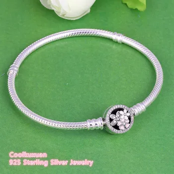 Poetický Kvety Spona Momenty Náramky 925 Sterling Silver Kvet Had Reťazca Náramok Bangles DIY Značky Jar Charms Korálky