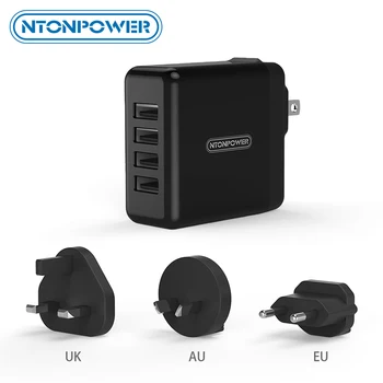 NTONPOWER 4 USB Univerzálnu Nabíjačku Mobilného Telefónu Travel Adaptér UK/EU/AU/US 34W USB Sieťovej Nabíjačky pre Tablet, iPhone/Android Telefónu