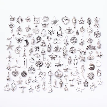 100ks 100 rôznych z Tibetského Striebra Zmiešané Štýly Charms Prívesky DIY Šperky pre Náramok, Náhrdelník, Takže Accessaries js2232