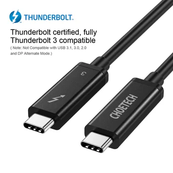CHOETECH Thunderbolt Kábel 3 40Gbps 100W Nabíjanie Podpora 5K UHD displej 4K 60HZ USB Typu C, HDMI Kábel Pre 2016 2018 Macbook Pro