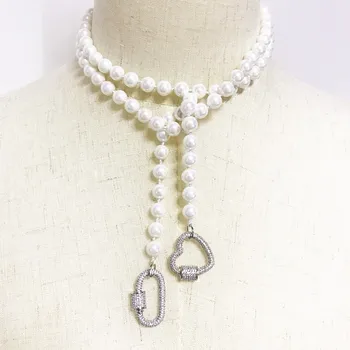 Boho pearl dlhý náhrdelník rôzne na sebe Zirkón crystal špirála prívesok náhrdelník ženy 2020 najnovšie dizajn, vysoká šperky vyrábané Ručne