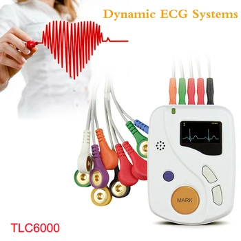 TLC6000 Dynamické EKG Holter Prenosné EKG Stroj 12Lead 24h Analyzer Záznamník Zdravotnej Starostlivosti Electrocardiograph Monitor PC Softvér