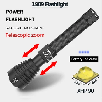 Najsilnejší XHP90 LED Baterka XLamp Zoom Baterka XHP70.2 USB Nabíjacie Taktické Svetlo 18650 alebo 26650 BEŽÍ Lov na Čítanie