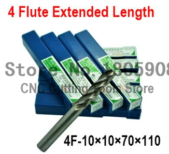 Doprava zadarmo 1pcs 10 mm 4 Flauta HSS a Špeciálnymi predĺžená dĺžka Hliníkových Konci Mlyn Frézy CNC Bit Frézovanie Strojových Rezné nástroje