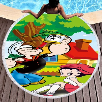 Kolo Letné Cestovanie Pláž Uterák Cartoon Betty Boop Sexy Lady Tlač Mikrovlákna Rýchle Stlačený Uterák Gobelín Yoga Mat Vlastné
