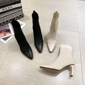 2020 Nové Módy Sexy ukázal vysoký-high úsek dámske topánky hrubé s šitie tenké ponožky, topánky wild tenké vysoké podpätky, topánky