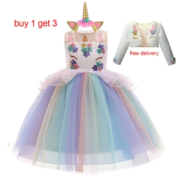 2021 Vianočné Šaty Pre Dievčatá Vo Veľkonočný Jednorožec Strany Kostýmy Deti 3 Ks Elegantné Oblečenie Princezná Šaty 2 9 10 Rokov