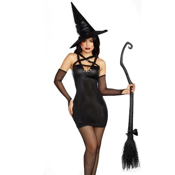 Fantasy Čierna Čarodejnica, Fancy Dress Up Party Šaty Karneval Výkon Oblečenie Halloween Kostým Čarodejnica Kostým Pre Dospelých Cosplay