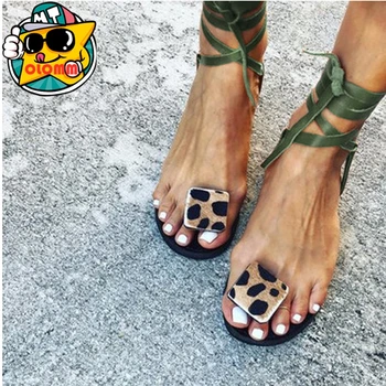 Hot Predaj 2020 Ženy Letné Byt Sandále Sexy Leopard Tlač Ručné Otvorené Prst Sandále, Žabky Plus Veľkosť 35-43