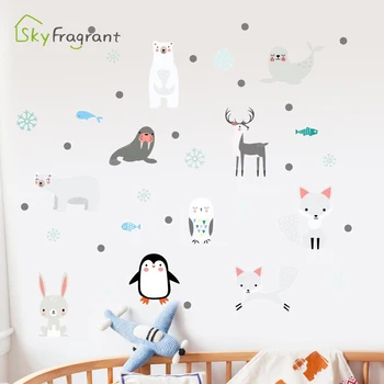 Nordic roztomilý zvieratá stenu, nálepky malé vzor samolepiace DIY nálepky detská izba spálňa detská stenu spálne dekor domova