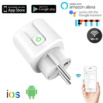 Smart Plug EÚ 16A 100-240V Bezdrôtový Adaptér S Hlasovým Remot Ovládanie Napájania Monitora Časovač Zásuvka Pre Google Domov A Alexa