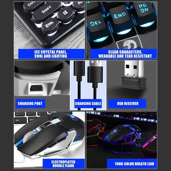 Bezdrôtové Nabíjanie svetelná Hra Klávesnice Herné klávesnice Herné USB 104 Keycaps S RGB Podsvietenie Pre PC, notebook Tablet