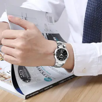 DOM sledovať mužov volfrámové ocele Luxusný Top Značky Zápästie 30 m vodotesný Business Sapphire Zrkadlo Quartz hodinky Módne W-698-1M