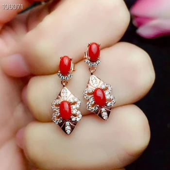 KJJEAXCMY Jemné Šperky 925 sterling silver vykladané prírodné červené koraly žena náušnice v Uchu klincami klasické podpora detekcie