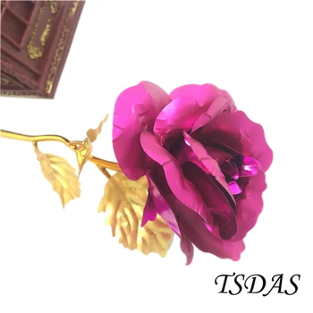 Ružová 24k zlatou Fóliou Rose + Láska Base Domáce Dekorácie, Zlaté Umelé Kvety Valentína Darček