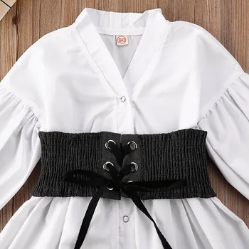 Elegantné Dievča Šaty Batoľa Detský Baby Dievčatá Oblečenie Dlho Lístkového Rukáv Wasit Tričko Top Šaty 2ks Oblečenie Veľkosť 2-6Y