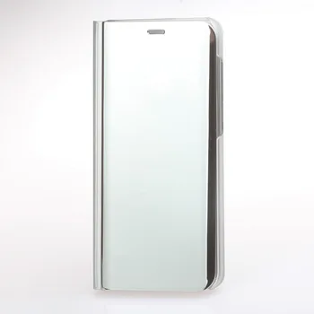 Pre Huawei P Smart Case Luxusné Zrkadlo Zobraziť vyklápací Kryt Na Huawei PSmart Stojan Kožené puzdro Coque P Smart 2017 Kryt OBR-LX1 Capa