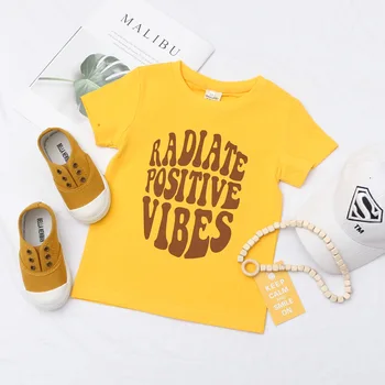 Letná Žltá T-shirts O-krku Topy & Tees Módny Štýl Deti Bavlnené Tričká pre Baby Chlapci Oblečenie Batoľa Košele