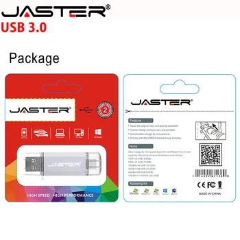 JASTER OTG USB Flash Disk USB3.0 + Typ-C Pero Drive128GB 64 GB 32 GB, 16 GB 8 GB 4 GB kl ' úč pre TYP-C/PC