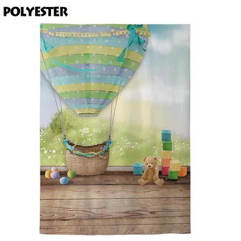 Funnytree kulisu pre fotografické štúdio teplovzdušný balón trávy stenu medveď hračky deti izbe drevená podlaha pozadí photocall