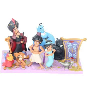 8pcs Disney Hračky Aladdin Cartoon Bábika Princezná Jasmine Genie Jafari Anime Obrázok 10 cm PVC Akčné Figúrky, Hračky pre Deti DS24