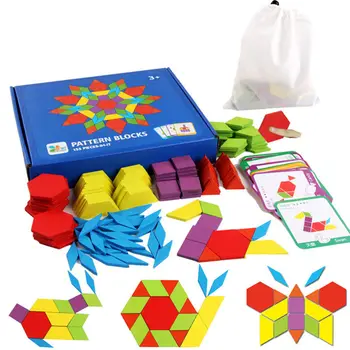 155pcs Drevené Vzor Blok Set Creative Deti Vzdelávacie Hračky Montessori Vývinu mozgu teaser puzzle Hračka