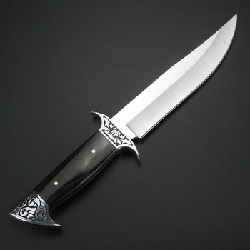 Japonský Zrkadlo Vonkajšie Rovný Nôž Rybárske Nože Jungle Lovecký Nôž Wild Prežitie Pevné Nože Drevená Rukoväť Noža