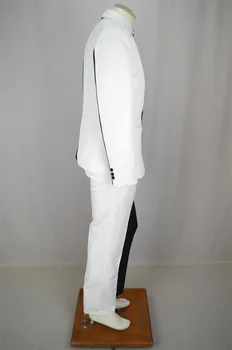 Bunda+nohavice New Black White Zodpovedajúce Luxusné Obleky Mužov Osobnosti Strany, Blejzre Mužov, Svadobné Suit Mens Módne Slim Prom Kabát