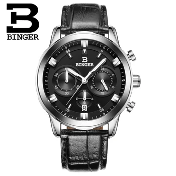 2020 Švajčiarsko luxusné pánske hodinky BINGER značky quartz plný nerezové náramkové hodinky Chronograf Diver hodiny B9011-4
