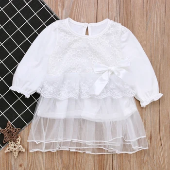 Bavlnená Čipka, Baby, Dievčatá Šaty 2018 Lete Nové Vyšívané Deti Oblečenie Biele Čipky Princezná Kórejský Roztomilý Tenké Šaty Veľkosť 60-90