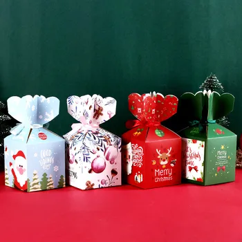 10PCS/Set 8.8x8.8x9.5cm Veselé Vianočné Cukrovinky Box Vrece Vianočný Stromček Papier Santa Claus Darčeka Narodeninovej Party Čokoláda Box
