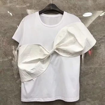Módny Dizajn Provy T-shirts 2020 Lete Bežné Ženy tričká Krátky Rukáv kórejský Janpanese Obyčajný T-košele, Topy Čierna Biela