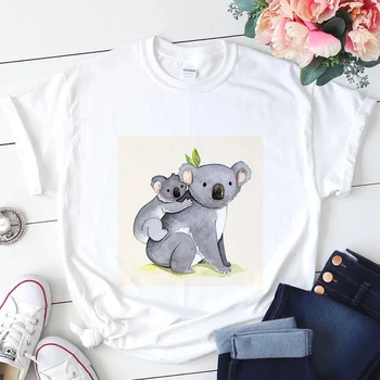 Koala Grafické Tlače T-shirt Ženy Tee 2020 Nové Letné Žltý Top Fashion Tričko Harajuku Estetické Kórea Bežné Ženské T Tričko