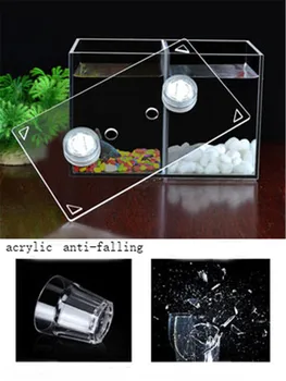 Dual priestoru akryl ryby misy mini desktop ryby nádrž akvárium s LED imitácia vodných elektrární,