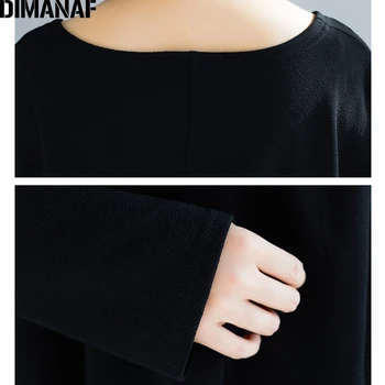 DIMANAF Plus Veľkosť Ženy Dlhé Letné Šaty Elegantná Dáma Vestidos Veľké Veľkosti (Solid Black Voľné Oblečenie pre voľný čas Žena Sundress 2019