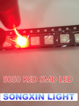 1000pcs 5050 led diódy vyžarujúce svetlo (led)SMD 5050 Červená LED.5.0*5.0 mm SMD LED 5050 červené svetlo 620-625NM ČIP-6 PLCC-3