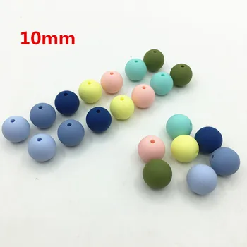10 MM silikónové počiatočných okrúhle Korálky pre Počiatočných Náhrdelník silikónové guľôčok pre dieťa teether BPA bezpečné voľné korálky teether -chlapec farby