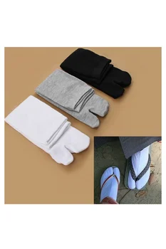 3 Páry Japonské Kimono Flip Flop Sandále Split Prst Tabi Ninja Geta Zori Ponožky Biela+Čierna+Šedá