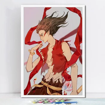 Maľovanie podľa čísel, umenie farba číslo Ručne maľované anime verzia Nezha domov pozadí steny chodby, dekoratívne maľby