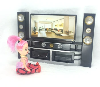 NK Jeden Súbor Doll Móda Hi-Fi, TV Divadlo Nastaviť domček pre bábiky s Nábytkom Zariadené a Doplnky Pre Barbie Bábika Pre Monster High Bábiku