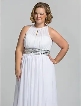 Plus Veľkosť-line Formálne Šifón Biele Večerné Šaty Ples Šaty Celý Obrázok Veľké Ženy Veľkosti 2019 Matka Formálnej Strany Maxi Šaty