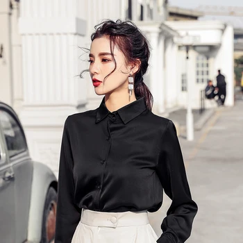 Móda nový príchod jesene kórejský elegantné pevné tričko OL lady sladký, dlhý rukáv jednoduché temperament vysokej kvality office tričko