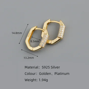 WANTME Reálne 925 Sterling Silver Luxusné Pripraviť Zirkón Geometrické Ucho, Pracka pre Ženy Móda Očarujúce Party Svadobné Náušnice Šperky