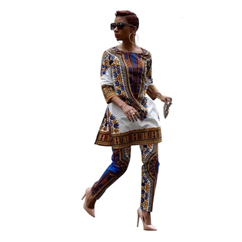 2019 Novej Africkej Ženy Oblečenie Dashiki Bohaté Bazin Tlačiť Bežné Tradičné Africké Šaty pre Ženy Afrike Oblečenie Nohavice Nastaviť