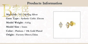 BOAKO 925 Sterling Silver Šperky Pre Ženy Stud Náušnice Trojuholník Diamond Módne Zirkón Populárne Luxusné Šperky