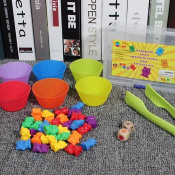 36pcs Montessori Hračky Box Rainbow Zásobník Poháre Počítanie Nesie Farba Hmotnosti Zmyslové Hračky Dieťa Montessori Vzdelávacích Hračiek