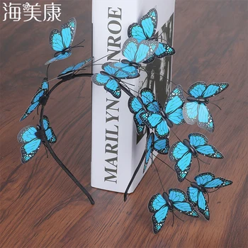 Haimeikang Ručné Blue Butterfly Hlavový Most Veľké Dámy Kostým, Doplnky Do Vlasov Zobraziť Dámy Čaj Zobraziť Hairband Headpieces