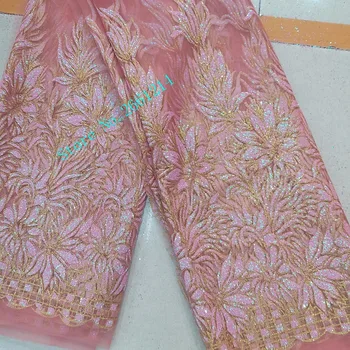 5yards BZL-19316 ružové zlato lepené tlač lesk afriky, indie tylu oka textílie pre pílenie/party šaty